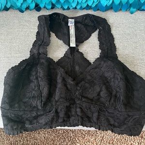 Intimately by Free People Black Lace Racerback Bralette Size Small